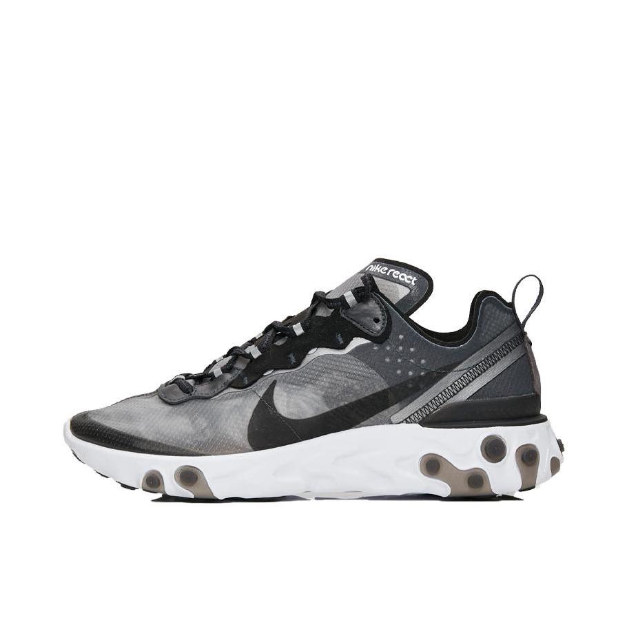 推荐商品：Nike React Element 87 跑鞋 时尚潮流缓震防滑耐磨轻便织物运动 Anthracite Black 冰川灰