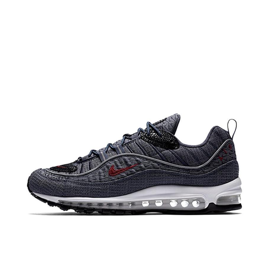 推荐商品：Nike Air Max 98 跑鞋 潮流复古全掌缓震回弹防滑耐磨轻便透气时尚拼接圆头气垫 Thunder Blue 海军蓝