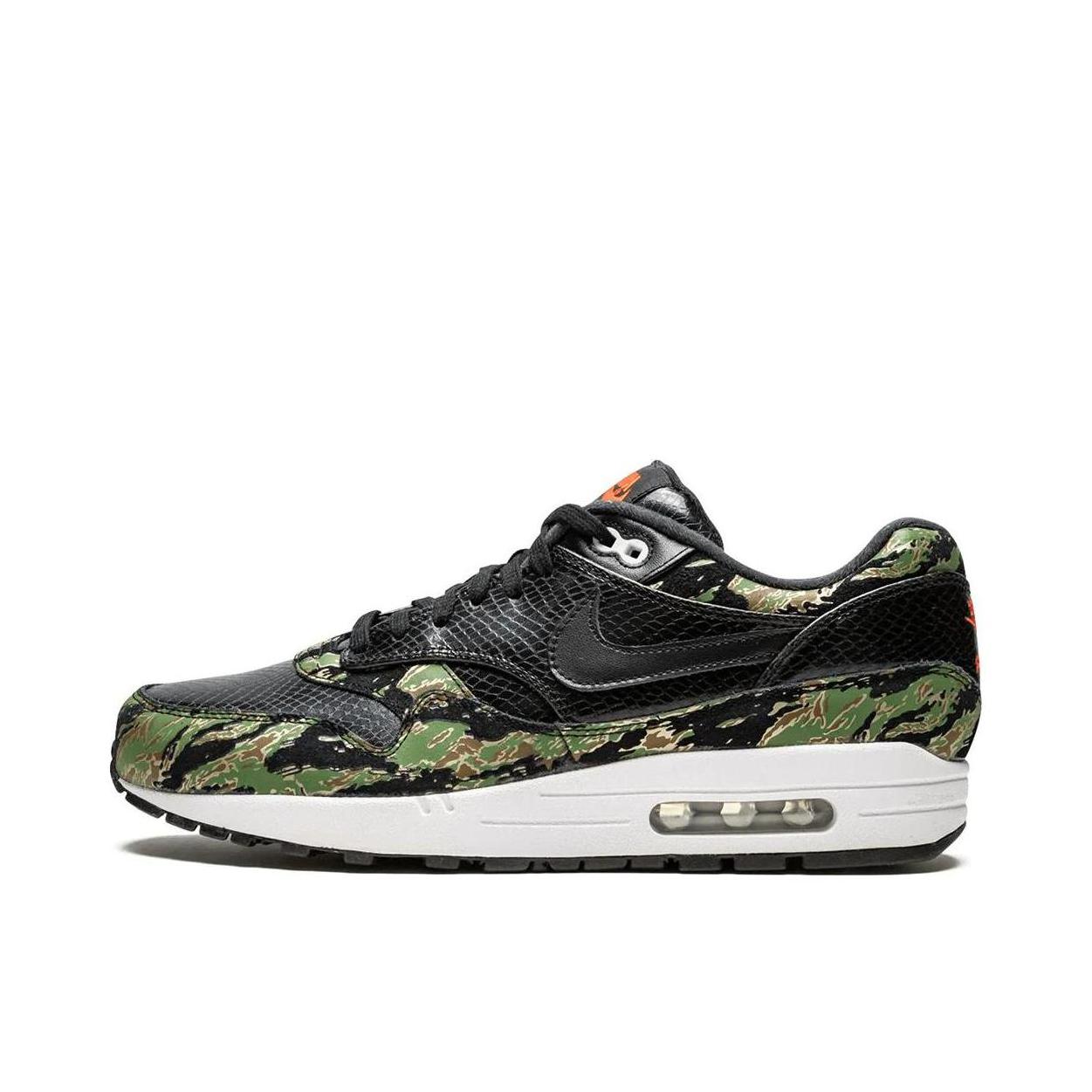 推荐商品：Nike Air Max 1 跑鞋 气垫缓震透气轻便复古运动舒适百搭潮流耐磨低帮训练防滑冬季支撑马拉松防水抓地圆头耐穿 Atmos Tiger Camo 迷彩