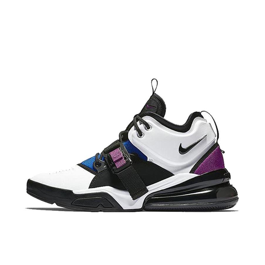 推荐商品：Nike Air Force 270 时尚百搭 舒适缓震 防滑轻便 气垫 织物 休闲鞋 White Purple 男款/黑色/白色