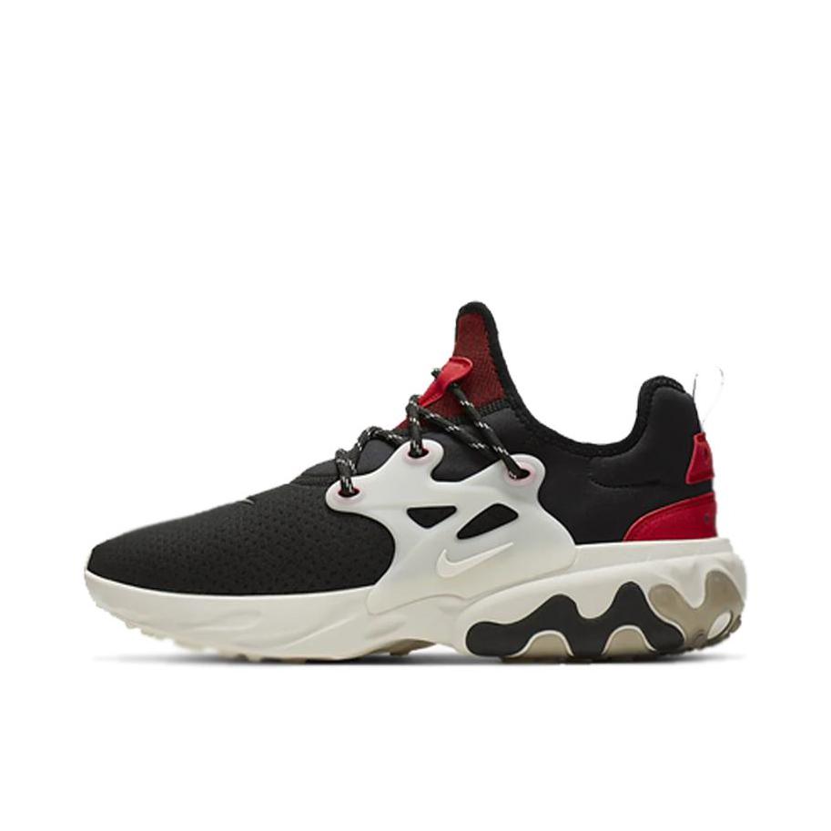 推荐商品：Nike React Presto 运动休闲鞋 透气防滑耐磨缓震回弹舒适轻便百搭  Black/Red/White 黑色/红色/白色