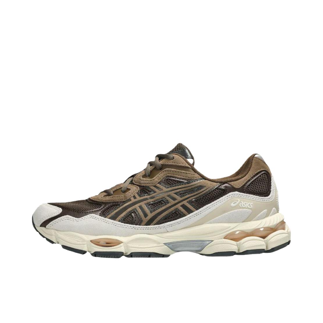 推荐商品：Asics/亚瑟士 Gel-NYC 跑鞋 圆头缓震防滑耐磨机能风复古潮流织物合成革贴合支撑耐穿 棕色/白色