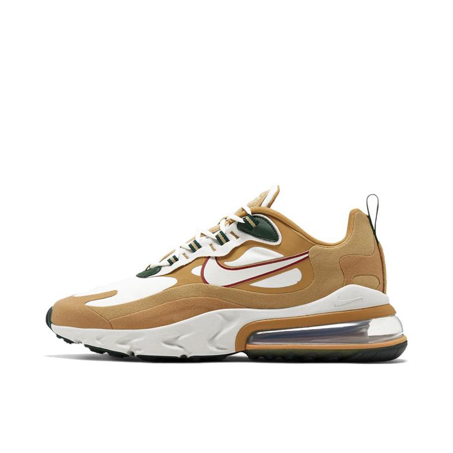 推荐商品：Nike Air Max 270 React 跑鞋 气垫缓震耐磨舒适透气复古拼接圆头回弹 Reggae 沙漠金