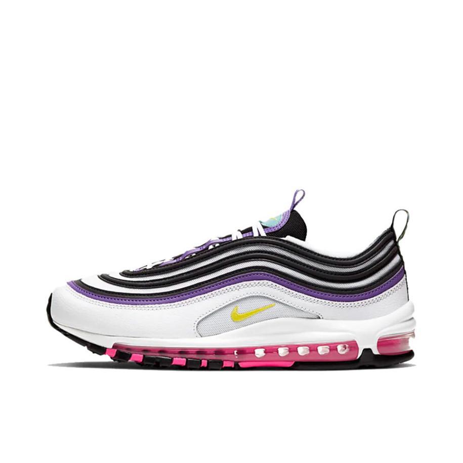 推荐商品：Nike Air Max 97 跑鞋 气垫减震全掌舒适透气防滑耐磨百搭复古织物合成革运动时尚圆头包裹性支撑 Bright Violet 白/黑/紫
