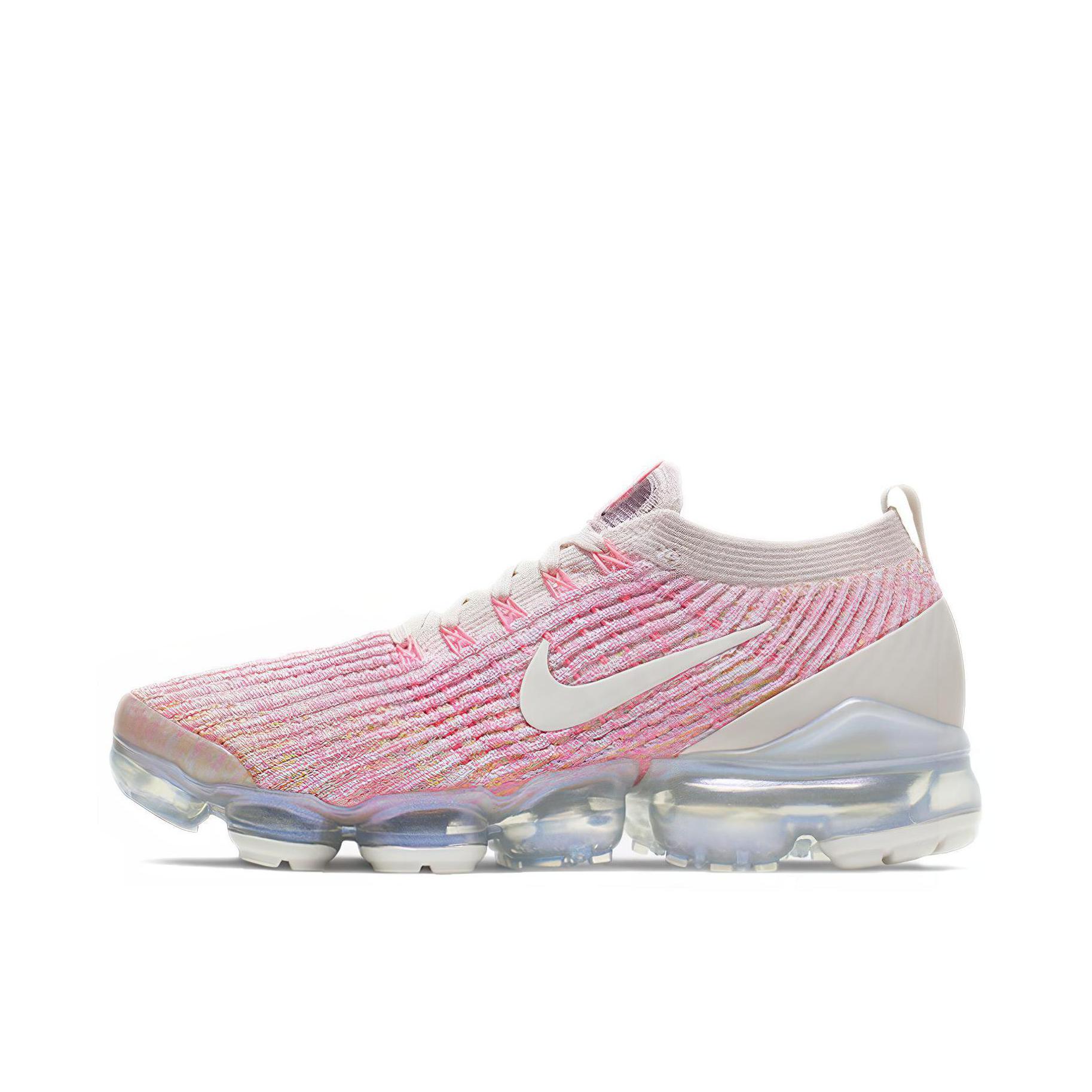 推荐商品：Nike Air VaporMax 3.0 跑鞋 全掌气垫碳板缓震透气防滑耐磨织物支撑编织圆头 Phantom/Sunset Pulse/Sonic Yellow/Teal Tint 粉/白