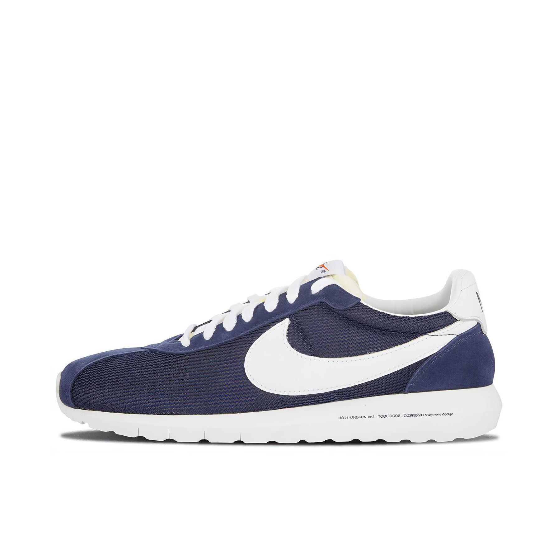 推荐商品：Nike Roshe Long Distance-1000 舒适减震 网布透气 防滑耐磨 轻便 简约百搭 复古运动 织物 低帮 休闲鞋 Obsidian/White Fragment Design联名/蓝色/白色
