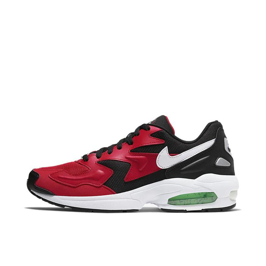 推荐商品：Nike Air Max 2 Light 跑鞋 复古百搭拼接舒适减震防滑耐磨网面透气合成革 Red/Black/Green 红黑绿