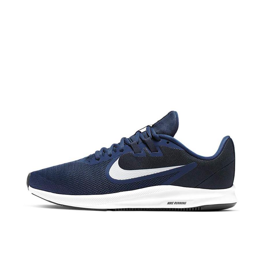 推荐商品：Nike Downshifter 9 跑鞋 缓震耐磨轻便透气织物休闲运动 MidnightBlue 藏蓝色