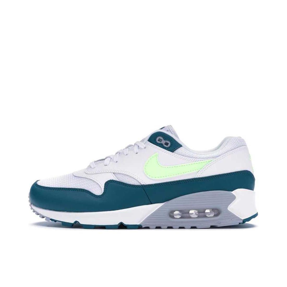 推荐商品：Nike Air Max 90/1 运动休闲鞋 舒适透气防滑耐磨复古低帮气垫 White/Geo Teal/Lime Blast 白墨绿