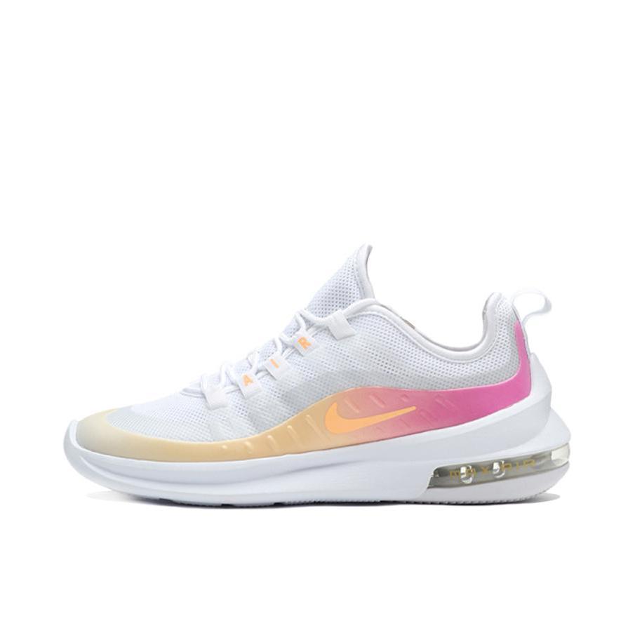推荐商品：Nike Air Max Axis 防滑耐磨 透气轻便 舒适减震 百搭复古 合成革 织物 回弹 跑鞋 White/Melon Tint-Laser Fuchsia 黄粉渐变