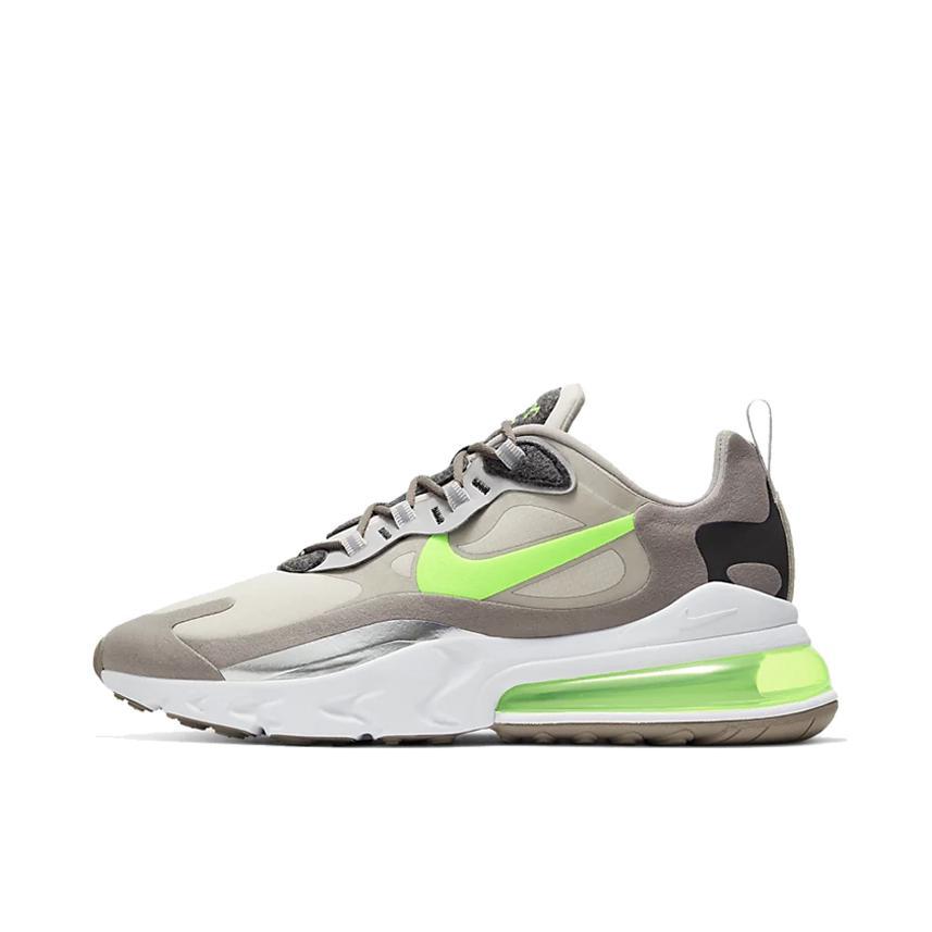 推荐商品：Nike Air Max 270 React 跑鞋 气垫缓震耐磨舒适透气复古拼接圆头回弹 GreenYellow/Gray 浅灰/荧光绿