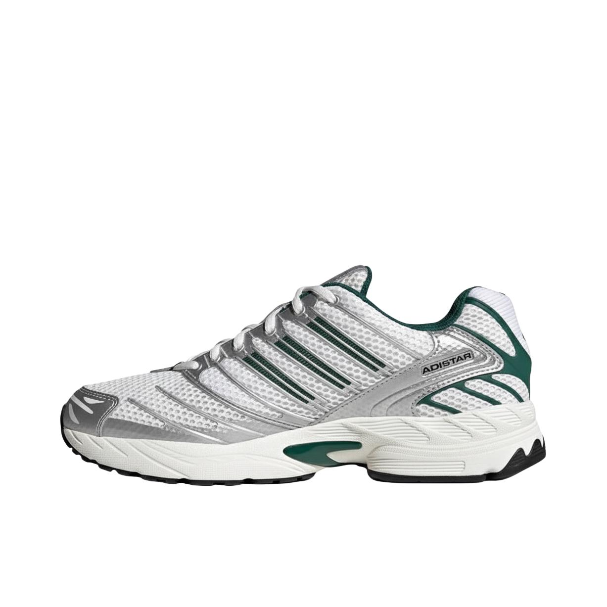 推荐商品：adidas Adistar Control 3 跑鞋 厚底橡胶圆头系带贴合网面 银色/白色/绿色