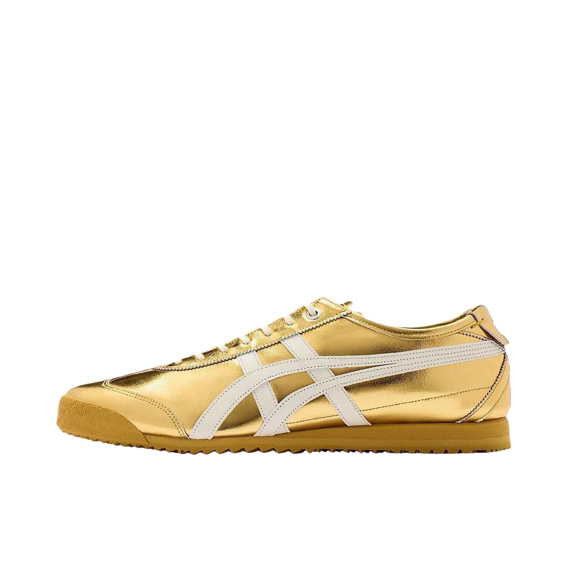 推荐商品：Onitsuka Tiger Mexico 66 德训鞋 运动休闲鞋 复古轻便透气舒适百搭防滑 金色/羽白色