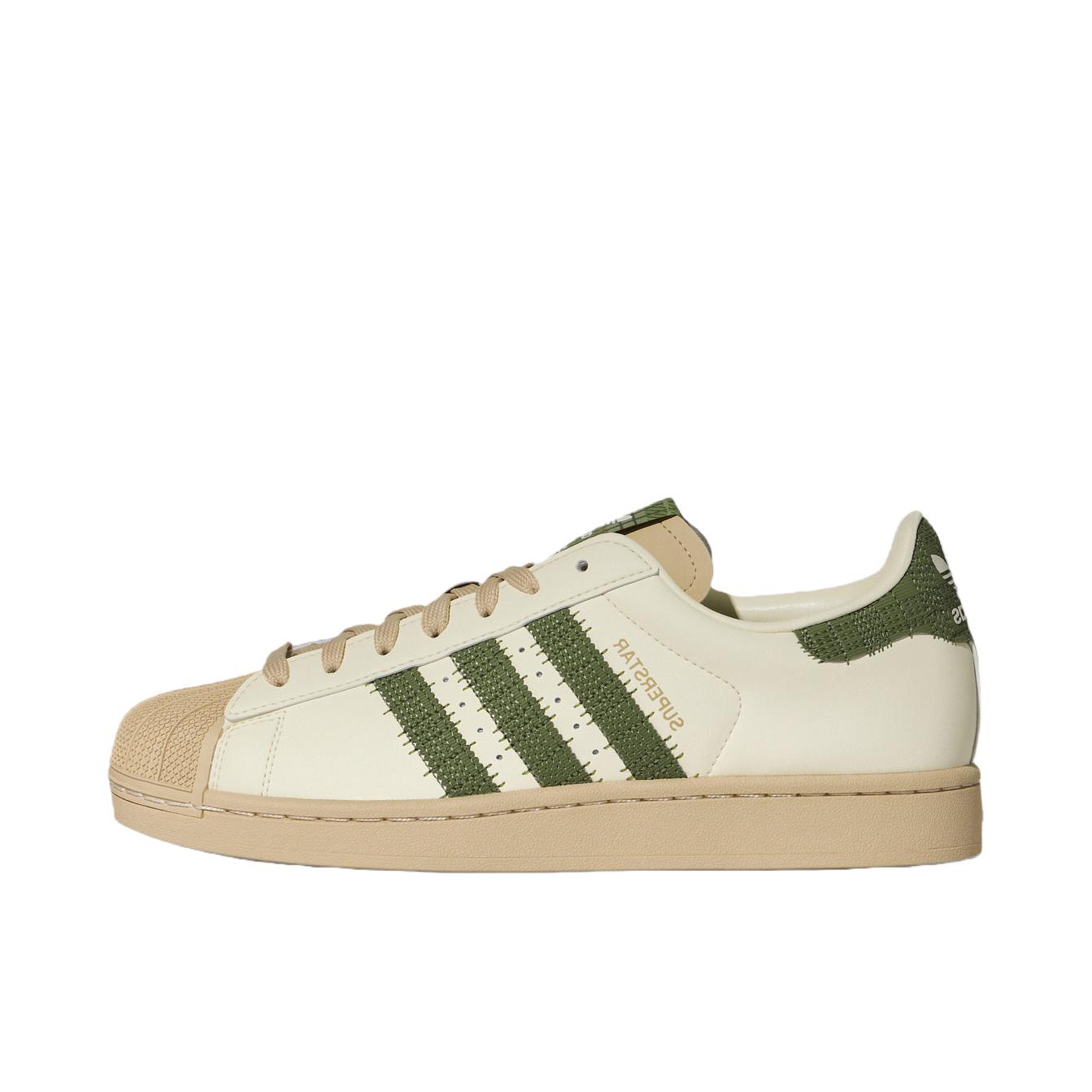 推荐商品：【王鹤棣同款】 adidas Originals Superstar 2 板鞋 防滑耐磨贝壳头贴合圆头支撑 乳白色/影迹橄榄绿/魔力浅褐