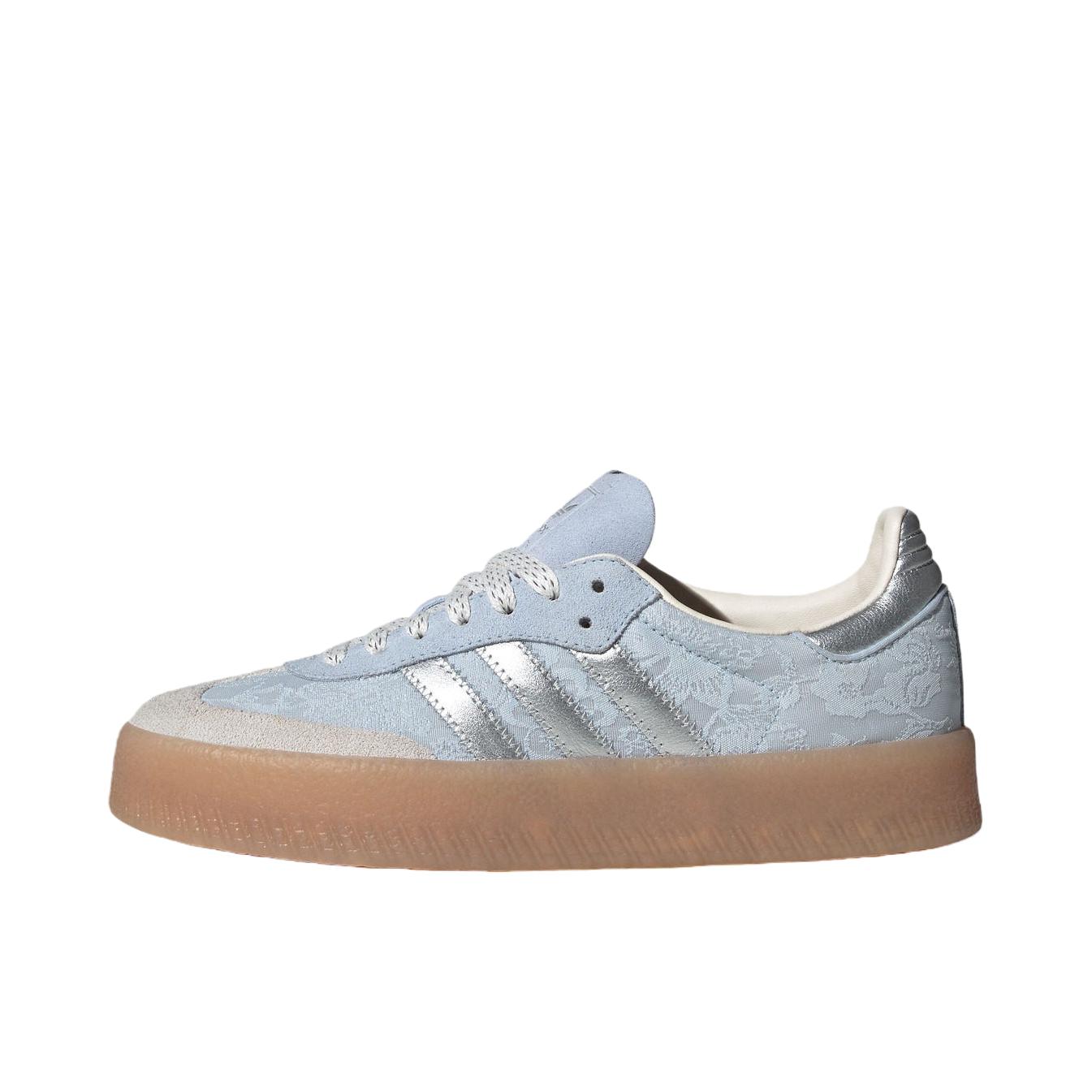 推荐商品：adidas Originals Gazelle Indoor T头鞋 德训鞋 板鞋 舒适缓震防滑耐磨绒面革复古 晶蓝色/金属银/云母灰