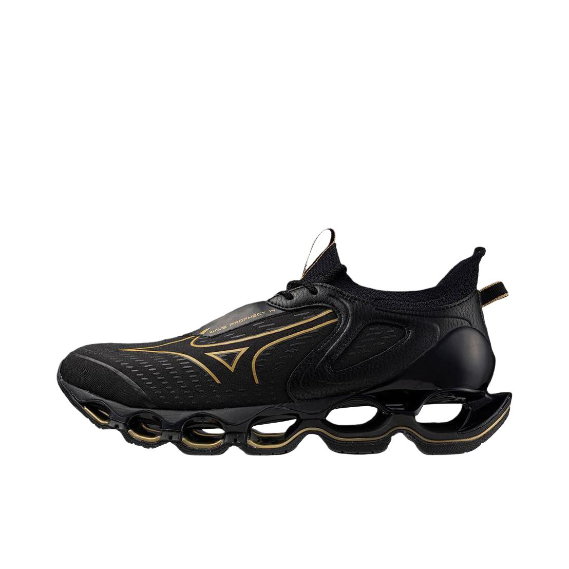 推荐商品：Mizuno/美津浓  WAVE PROPHECY 14 S 预言  镂空 缓震 透气 运动  跑鞋 2E宽/黑色/金色