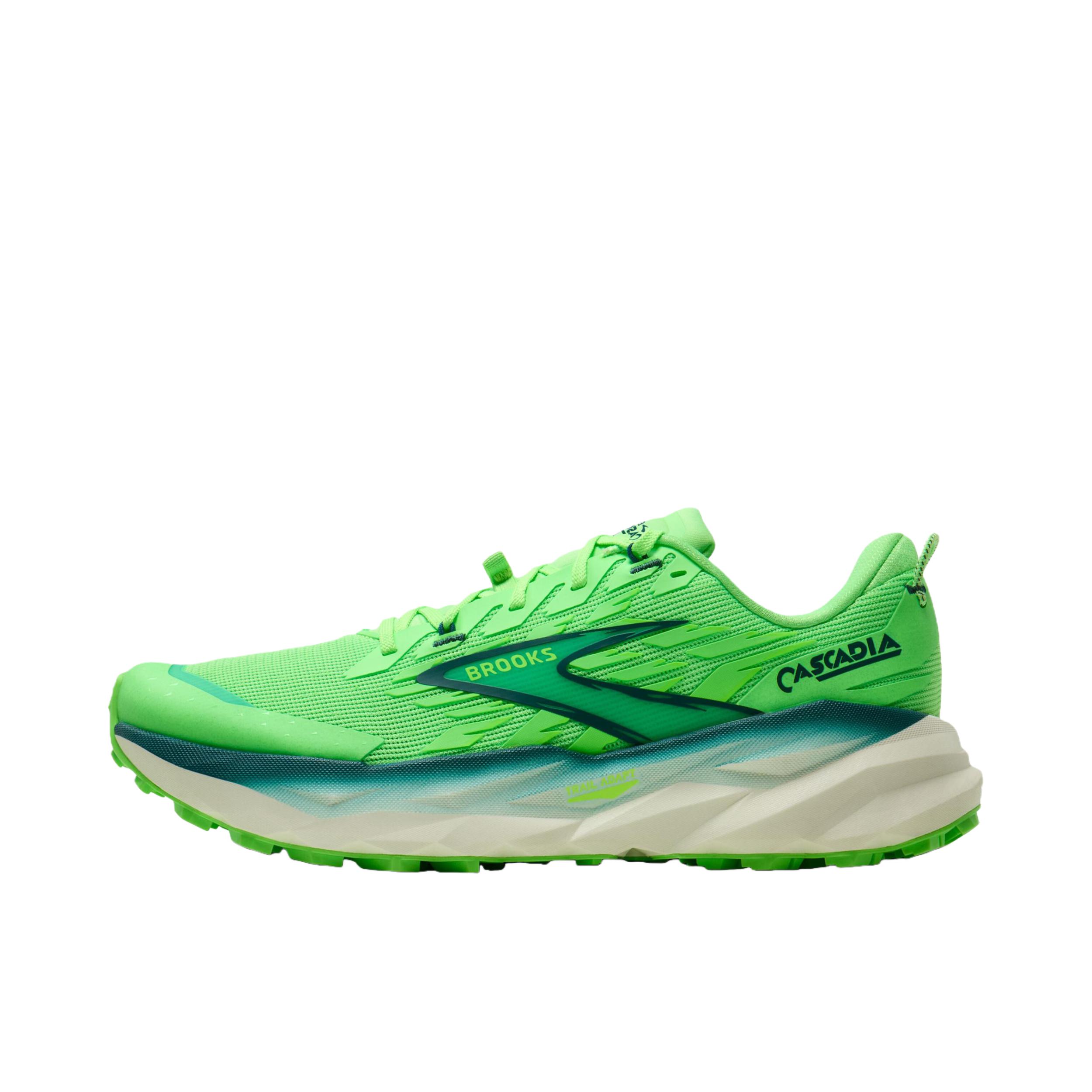 推荐商品：Brooks/布鲁克斯 Cascadia 山岩19 跑鞋 百搭圆头舒适 绿色
