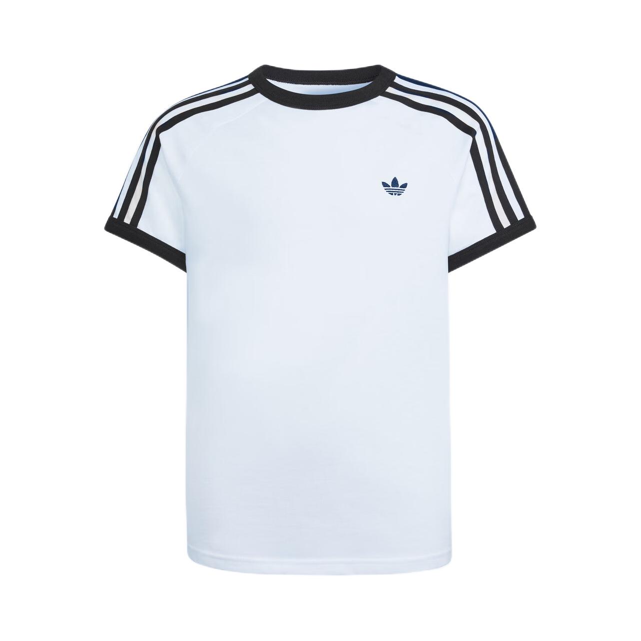 推荐商品：adidas Originals/三叶草童装 针织条纹圆领短袖T恤 大童 KE0920 白