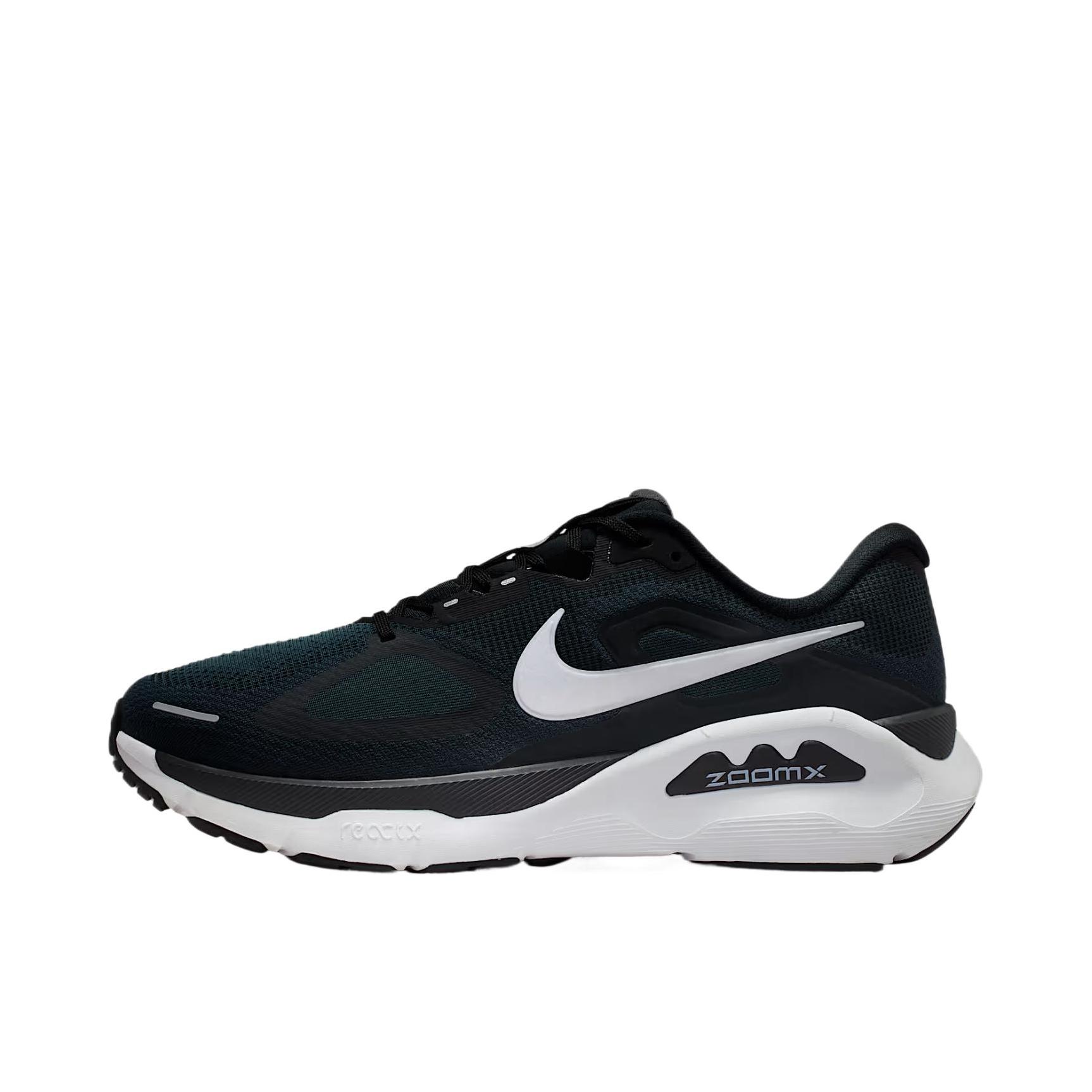 推荐商品：Nike Structure Plus 跑鞋 支撑贴合厚底系带圆头 黑色/炭灰色/白色