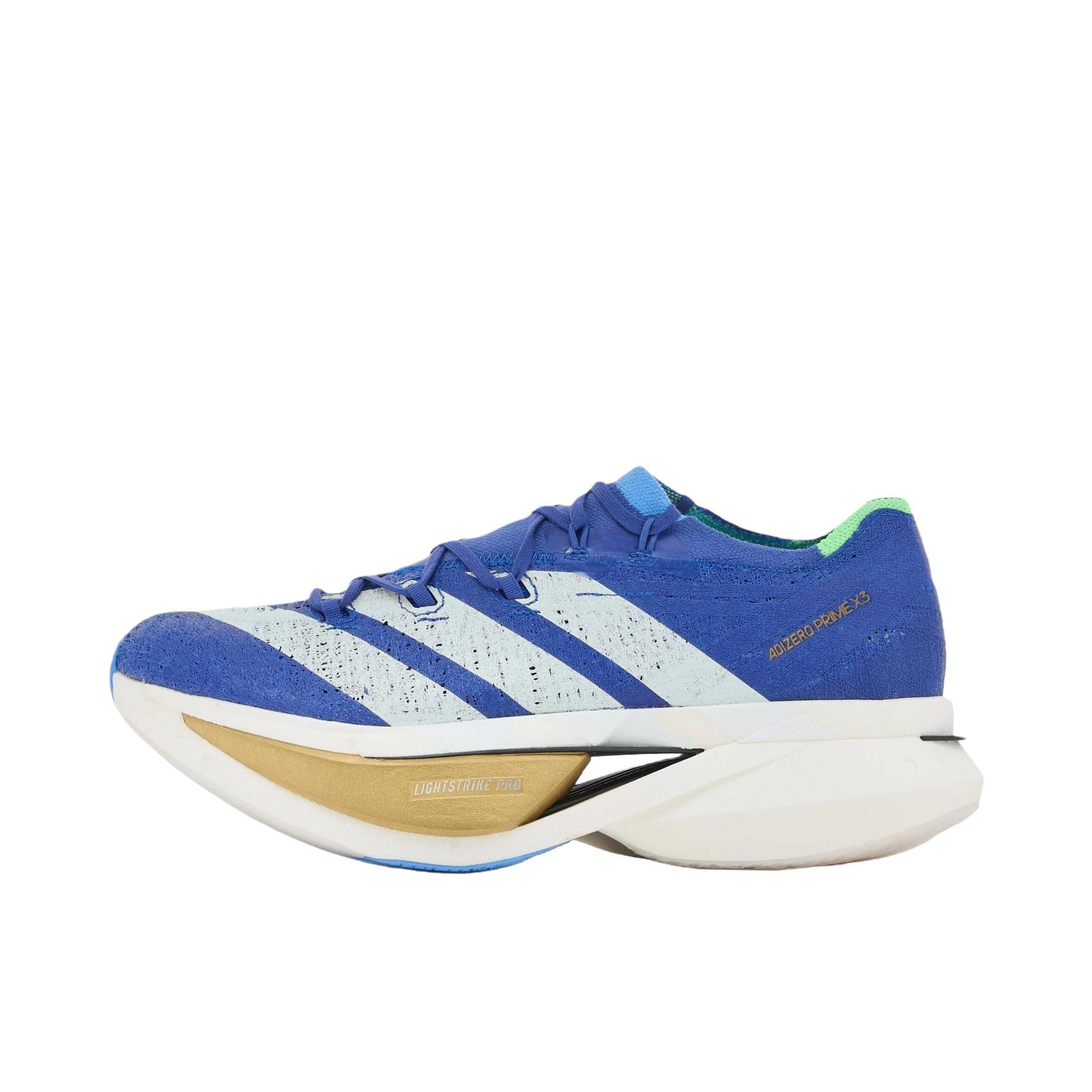 推荐商品：adidas Adizero Prime X 3.0 Strung 跑鞋 防滑耐磨低帮舒适碳板碳柱贴合 蓝色