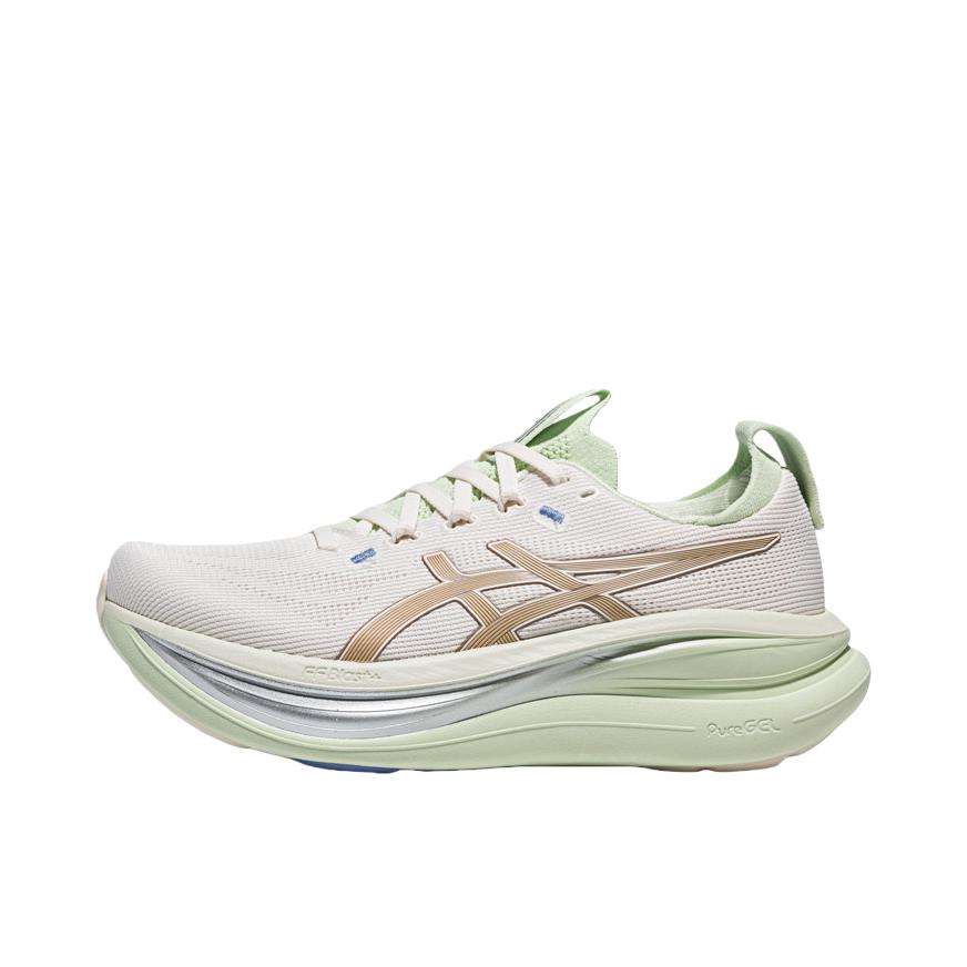 推荐商品：Asics/亚瑟士 GEL-NIMBUS 28 跑鞋 百搭时尚舒适圆头减震回弹夜跑轻便贴合支撑网面抓地慢跑缓冲缓震马拉松训练防滑冬季稳定竞速增高通勤鞋 米白色/棕色