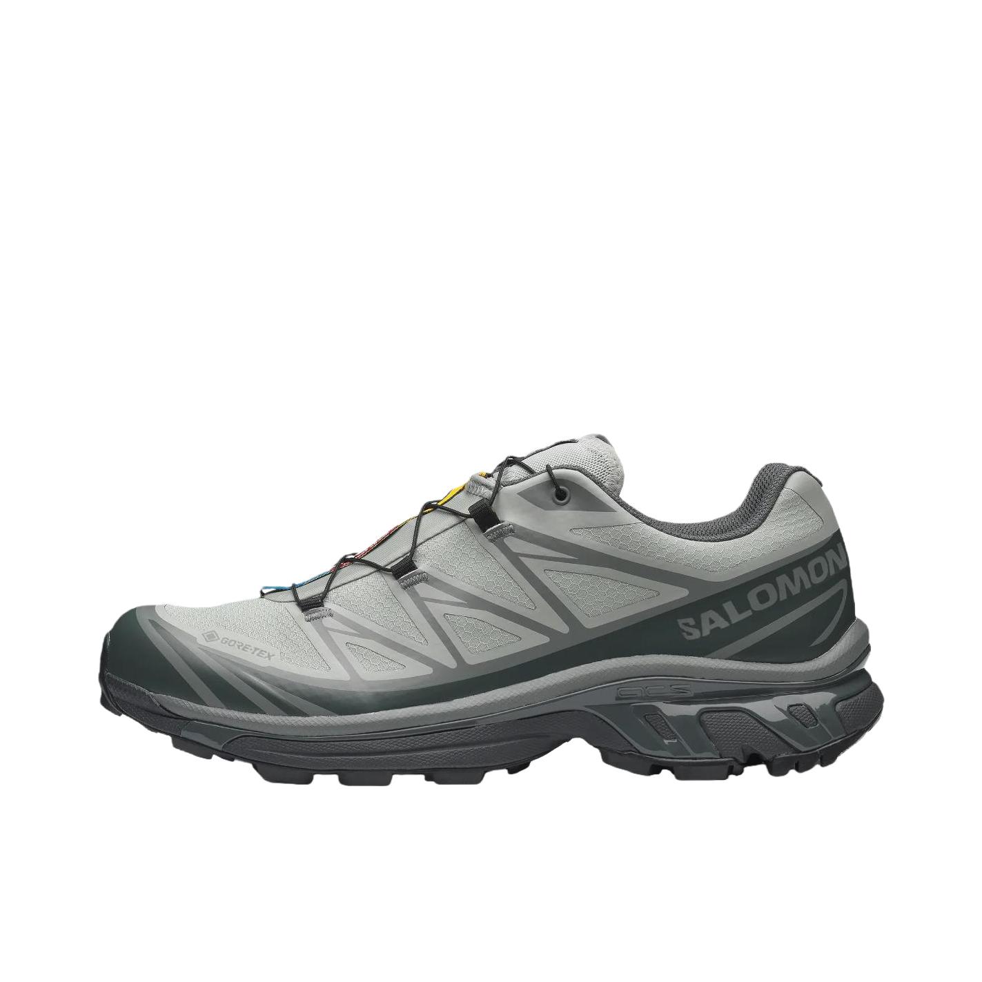 推荐商品：Salomon/萨洛蒙 XT-6 户外休闲鞋 越野跑鞋 织物复古机能透气网布支撑防水包裹性 烟灰色