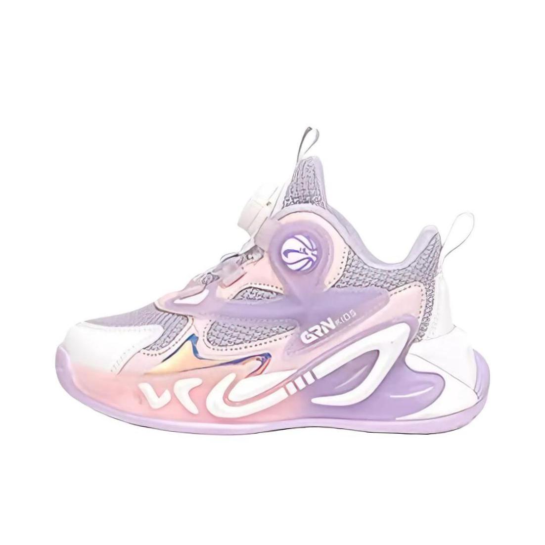 推荐商品：贵人鸟 儿童篮球鞋 减震防滑耐磨 GRN2F112A 大童/白色/紫色