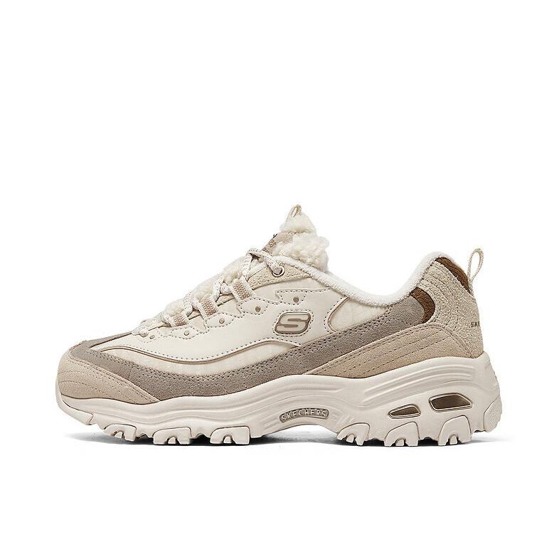 推荐商品：Skechers/斯凯奇 D'Lites 1.0 奶茶熊 熊猫鞋 老爹鞋 闪穿鞋 厚底增高复古缓震百搭 女款/沙色/自然色 