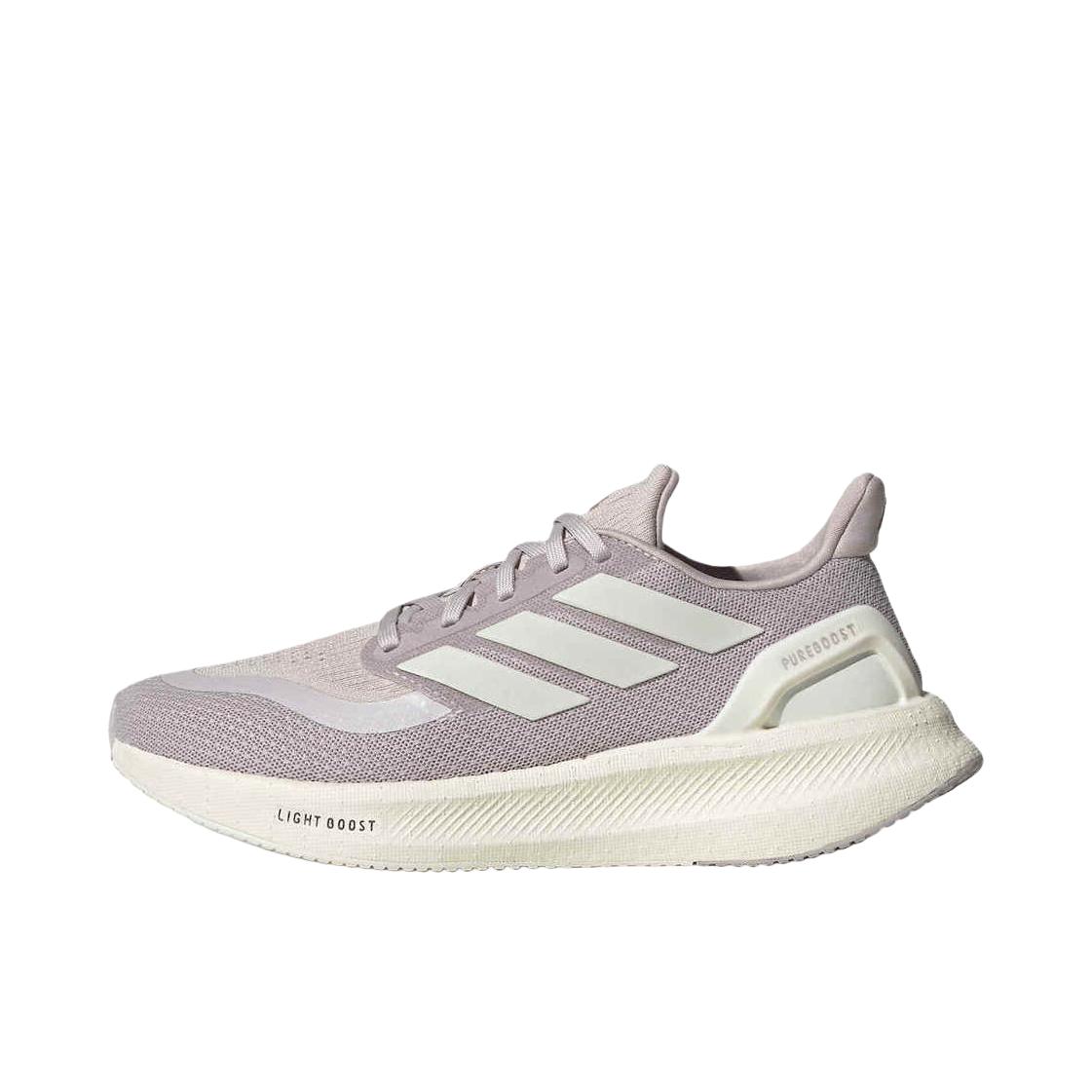 推荐商品：adidas PUREBOOST 5 跑鞋 舒适缓震防滑耐磨回弹轻便短跑网布支撑随心畅跑 紫色/米色 