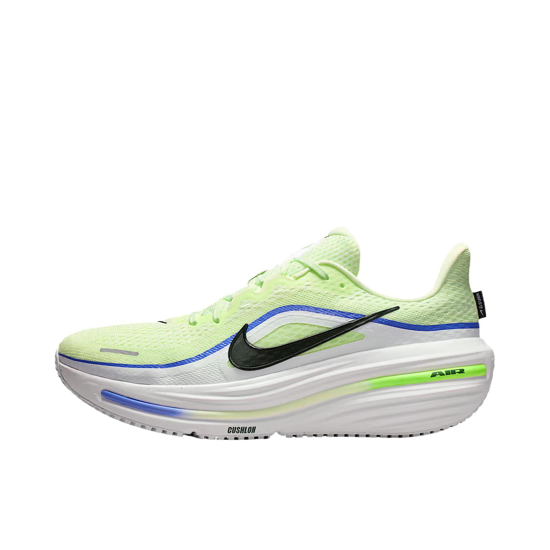 推荐商品：Nike Winflo 12 跑鞋 透气系带圆头防滑 螺栓灰/白色/蓝宝石色/黑云杉色