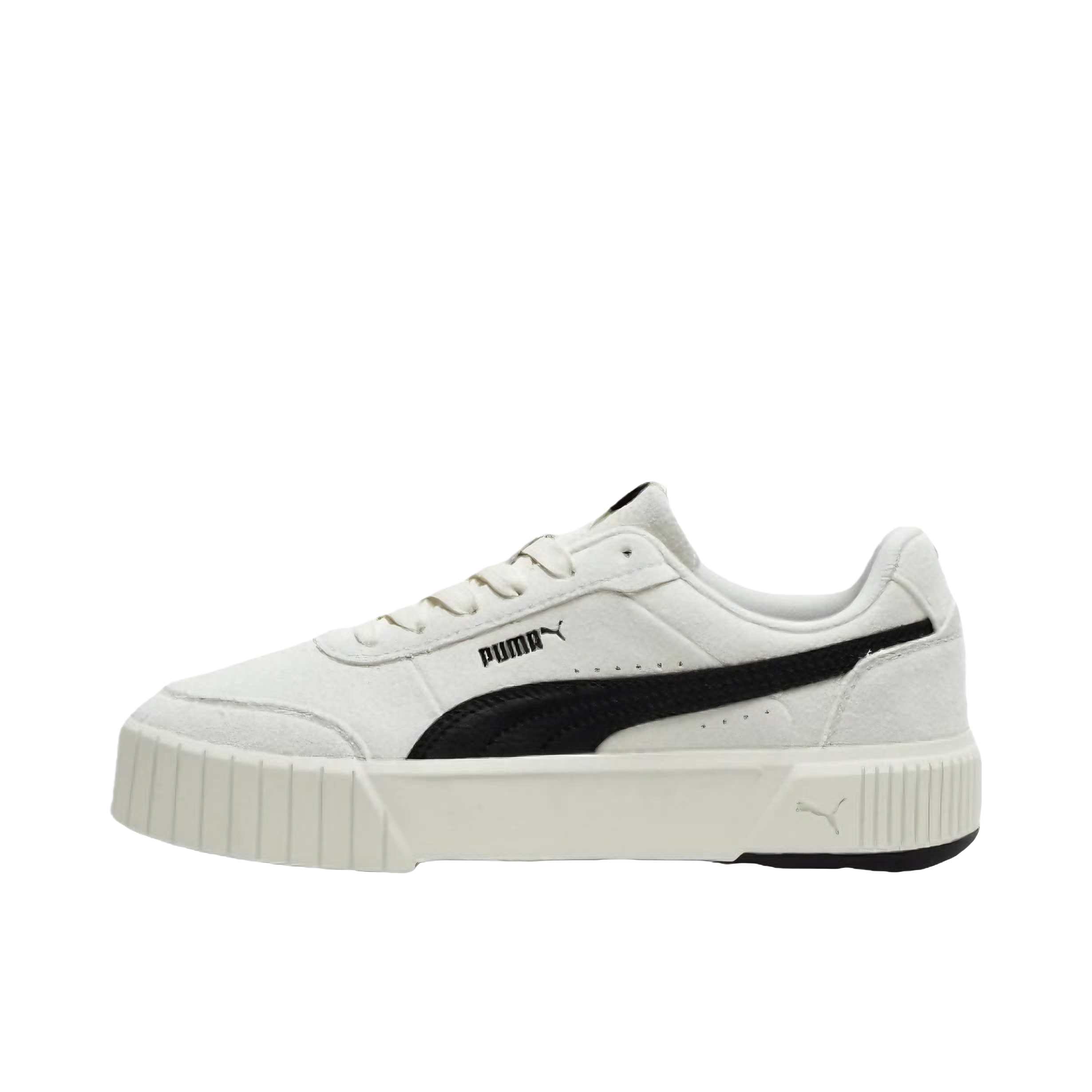 推荐商品：Puma/彪马 Carina Mia 板鞋 松糕鞋 复古运动休闲增高厚底鞋支撑贴合 雪白色/黑色