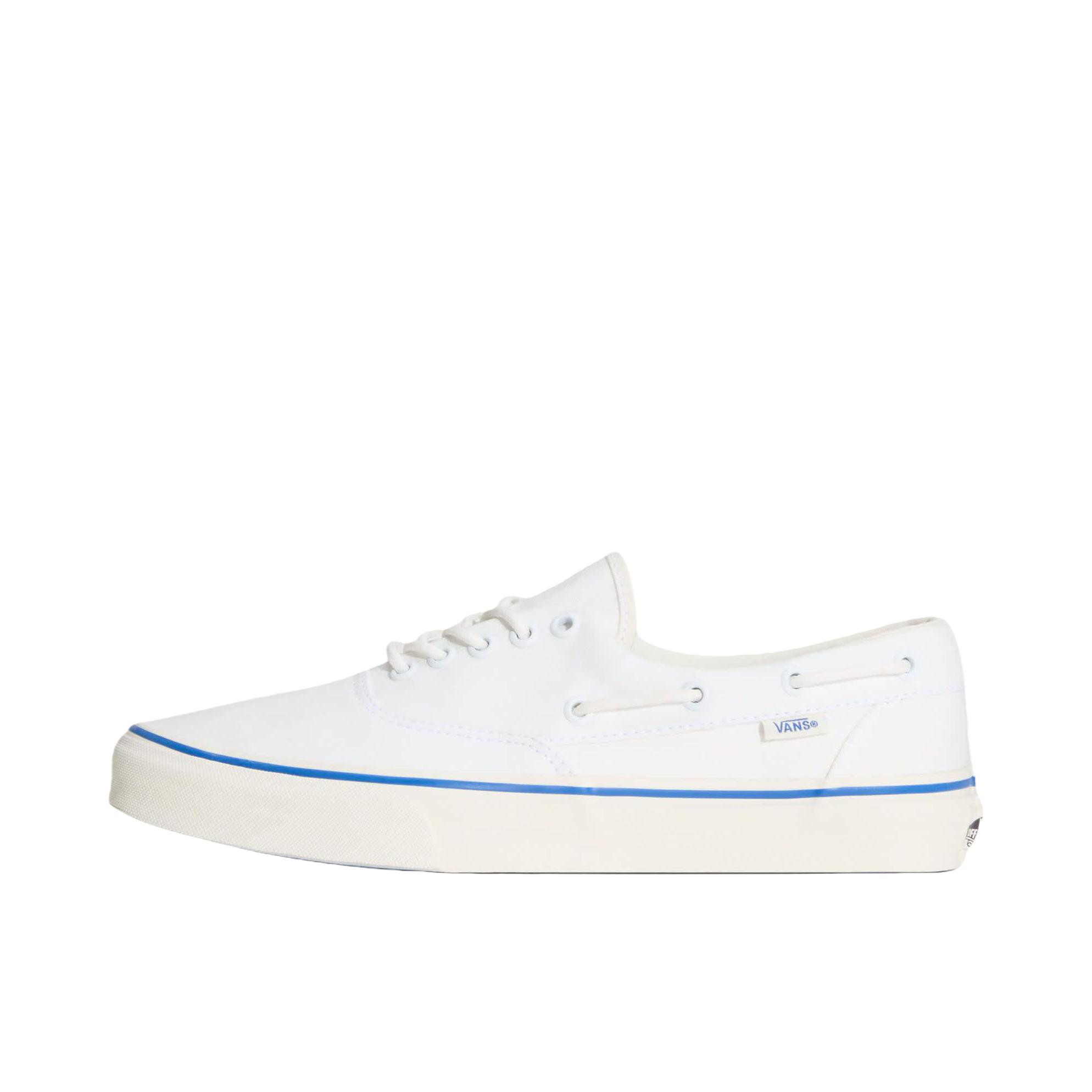推荐商品：Vans/范斯 Authentic Boat 帆布鞋 系带休闲圆头 白色/蓝色