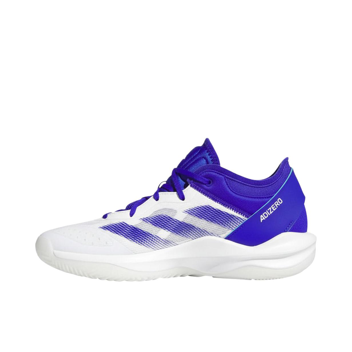 推荐商品：adidas Adizero Select 2.0 篮球鞋 减震耐磨圆头训练比赛 深蓝色/白色