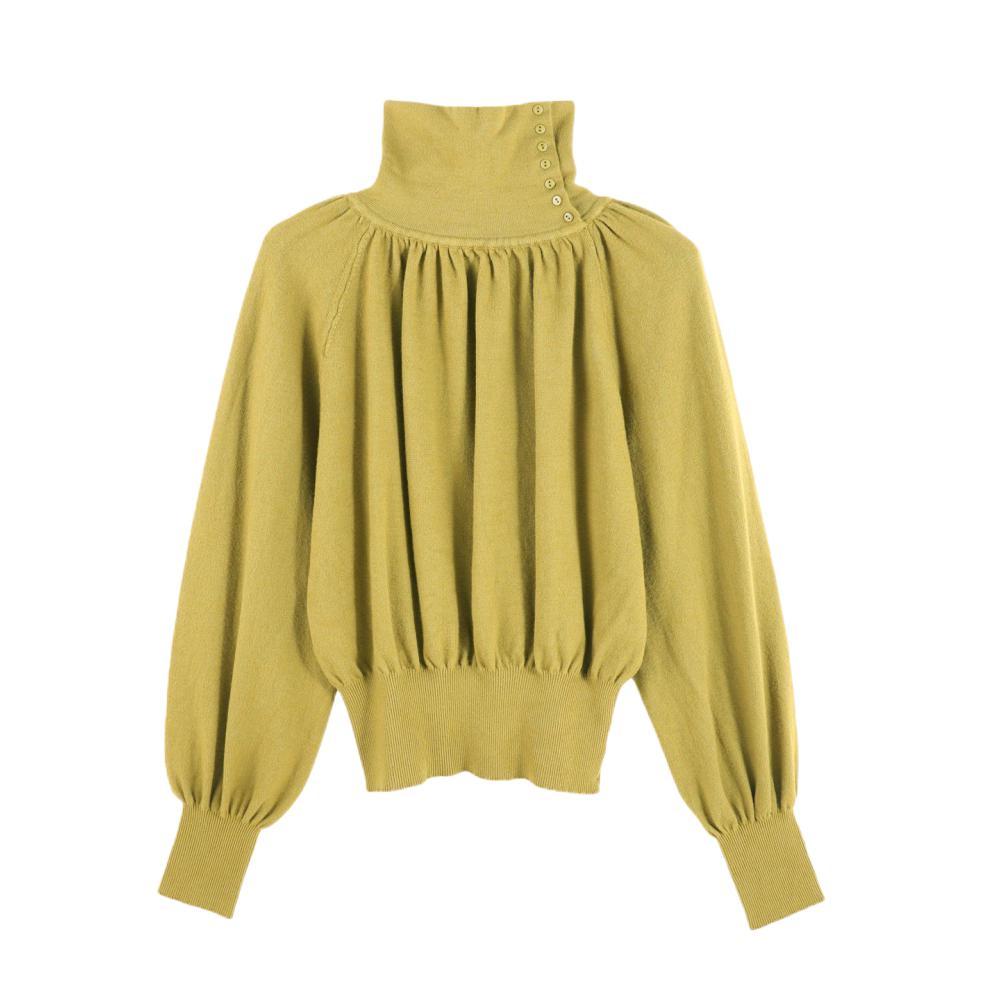 推荐商品：NNASSA/李京京 法式灯笼袖褶皱针织衫 女装 HBZX918441 芥末绿