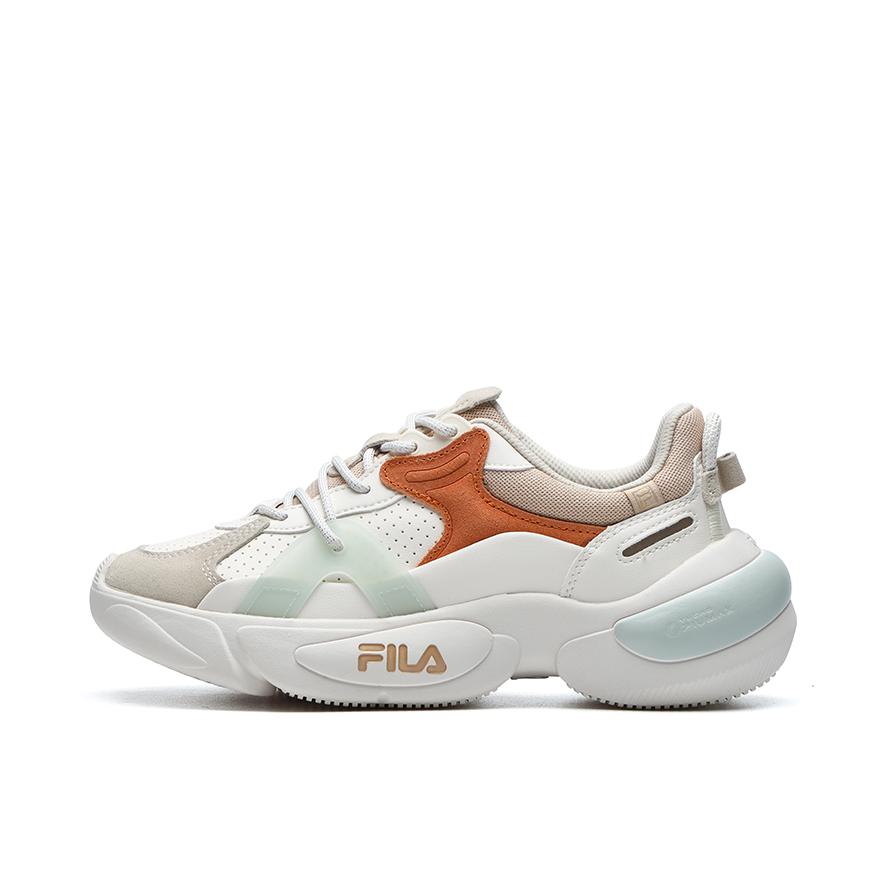 推荐商品：FILA/斐乐 Cloud 织物 绒面皮 潮流 缓震 防滑耐磨 低帮 运动休闲鞋 白色/棕色