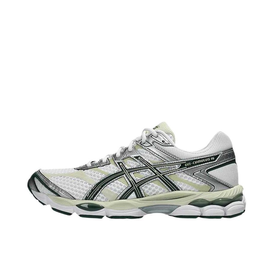 推荐商品：Asics/亚瑟士 Gel-cumulus 16 跑鞋 透气舒适减震耐磨百搭贴合圆头 白色/森林之夜 
