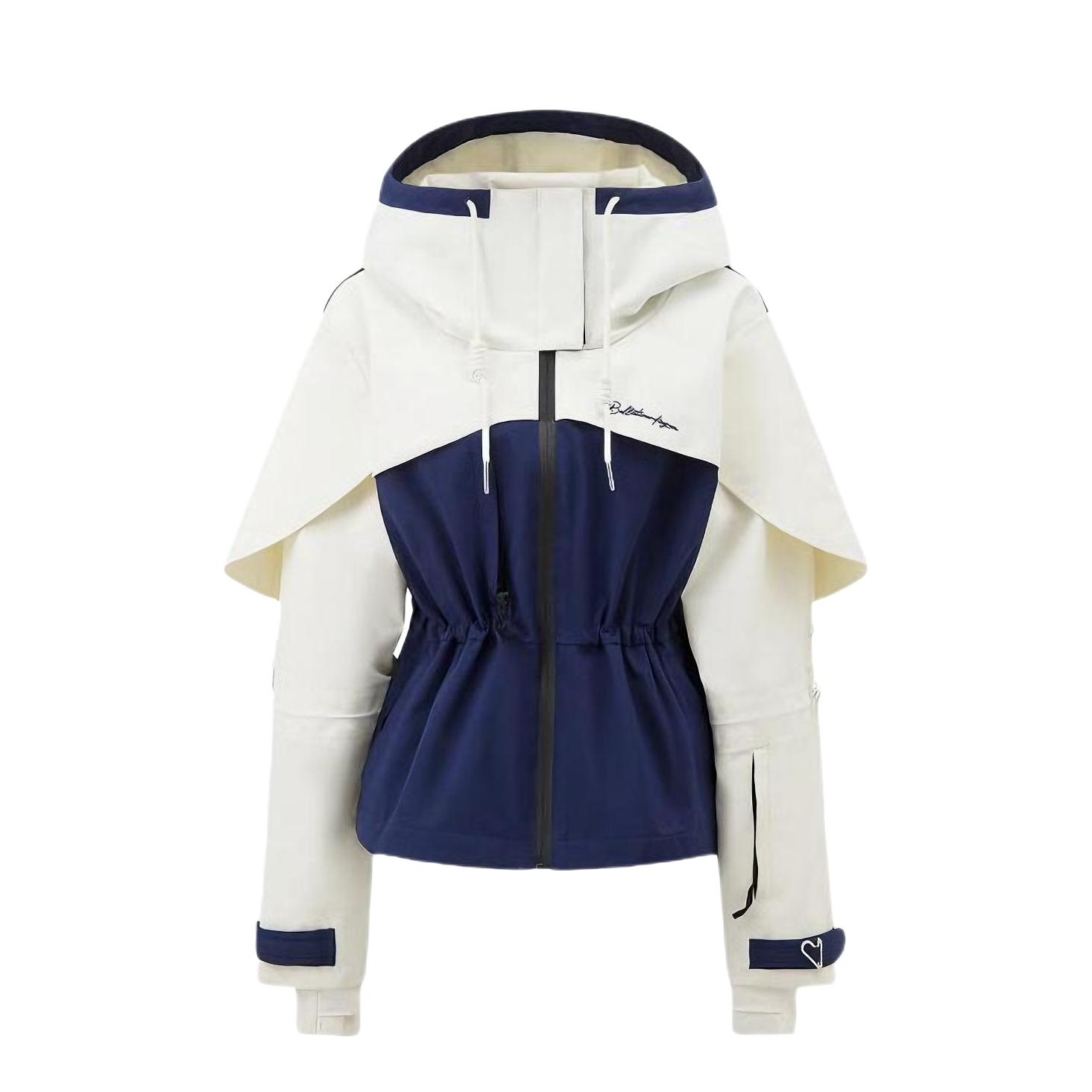 推荐商品：BALLISTOCARDIOGRAM 长腿飞袖连帽款滑雪服 女装 BCG2404 蓝白