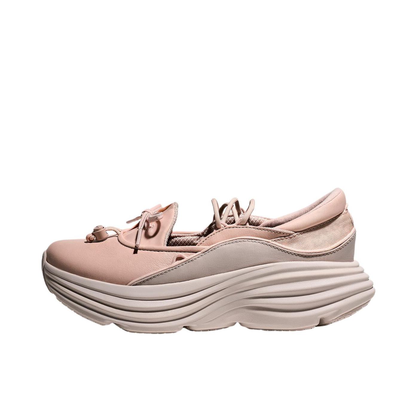 推荐商品：HOKA ONE ONE BONDI MARY JANE 玛丽珍鞋 运动休闲鞋 轻量透气 榉木白/石灰白