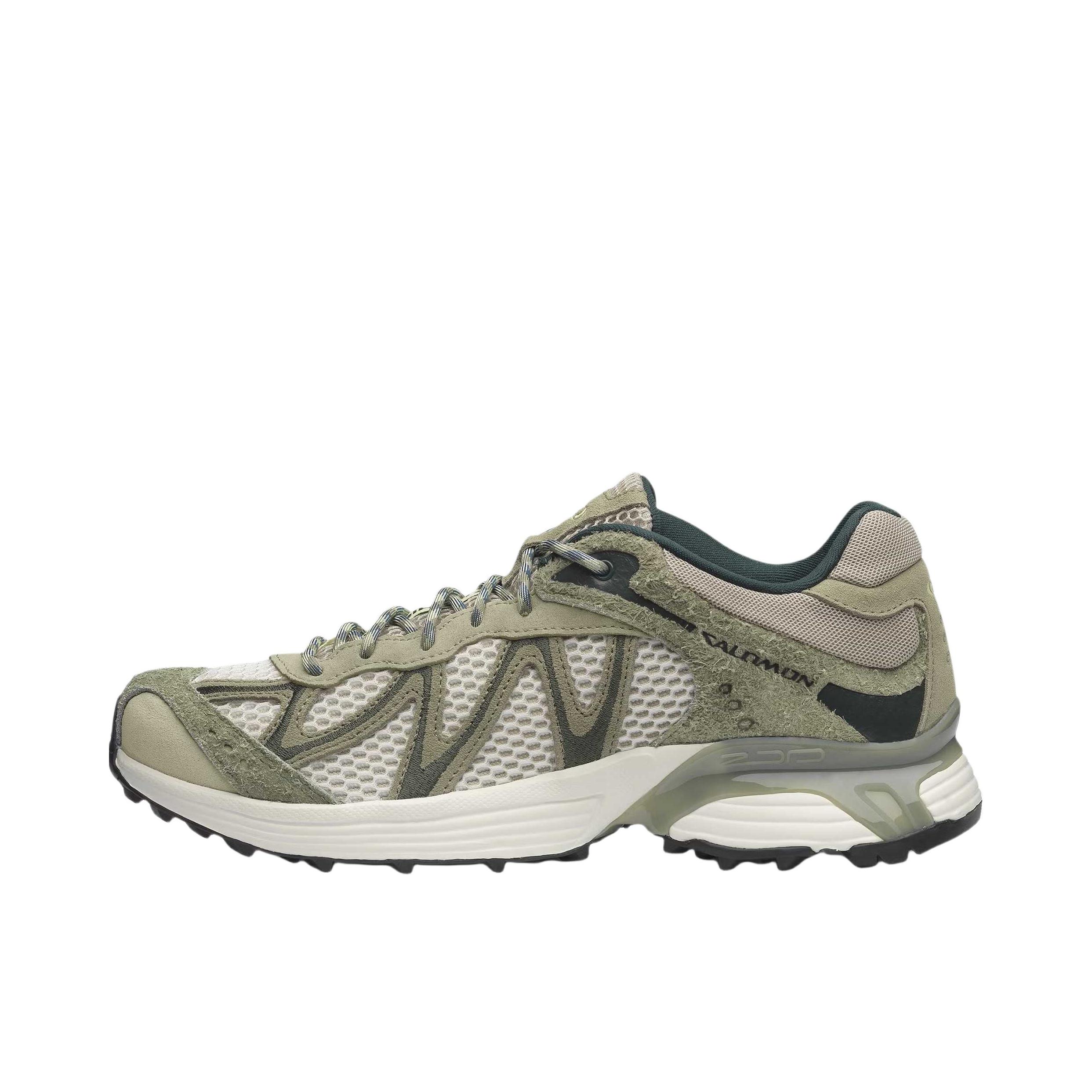 推荐商品：Salomon/萨洛蒙 XT-WHISPER VOID 鎏光系列 户外休闲鞋 减震反光圆头平跟 深地衣绿/桉树绿 