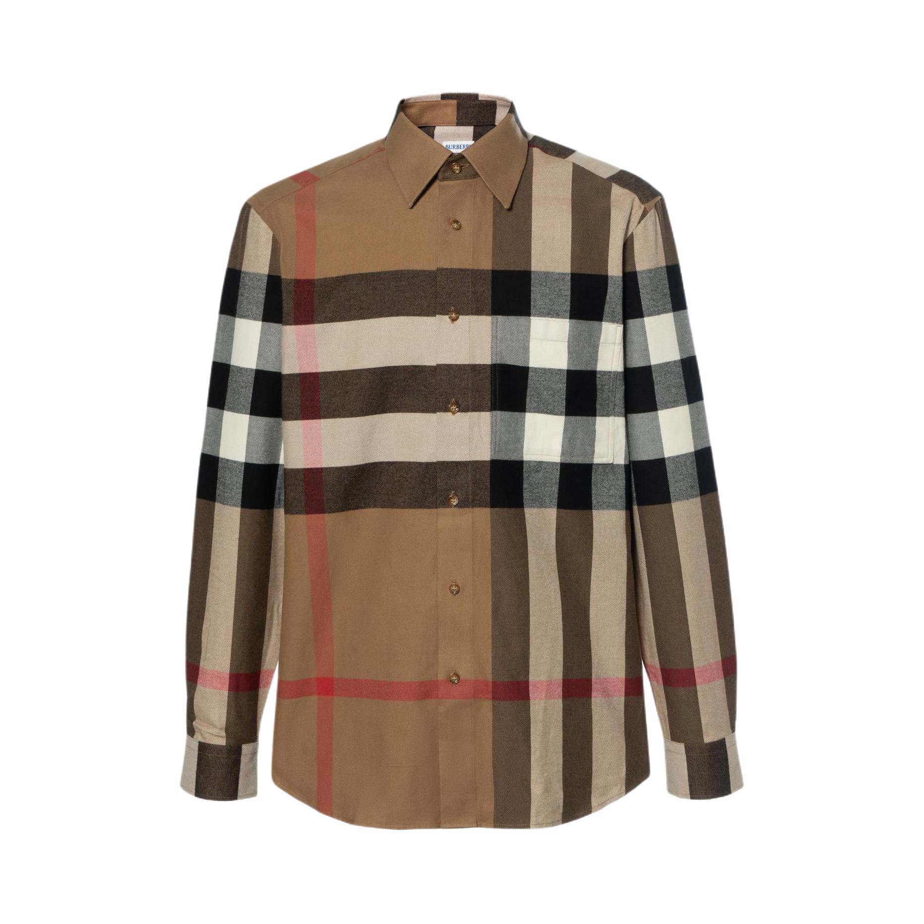 Burberry/博柏利 棉质透气长袖衬衫 81121071 棕