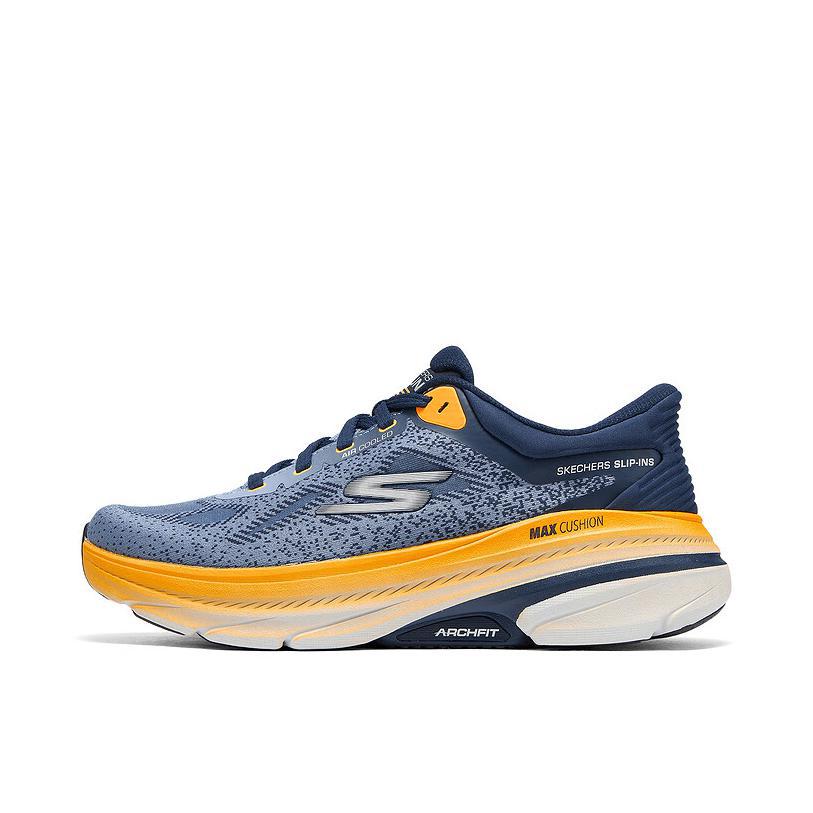 推荐商品：Skechers/斯凯奇 ARCH FIT 2.0 百搭 中帮 圆头 厚底 跑鞋 蓝色/黄色