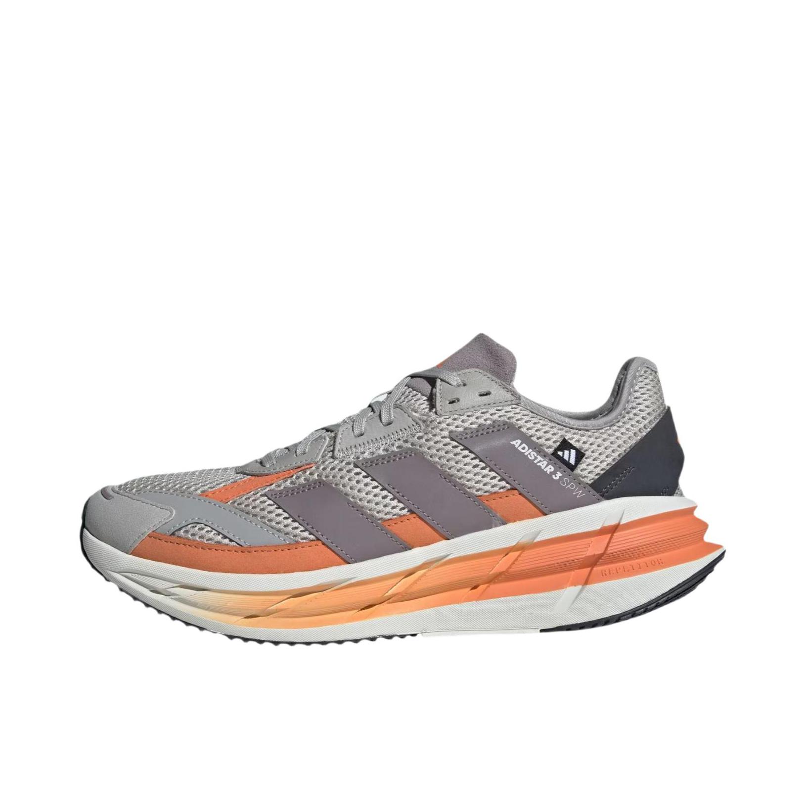 推荐商品：adidas ADISTAR 3 跑鞋 圆头系带厚底贴合 灰色/褐色