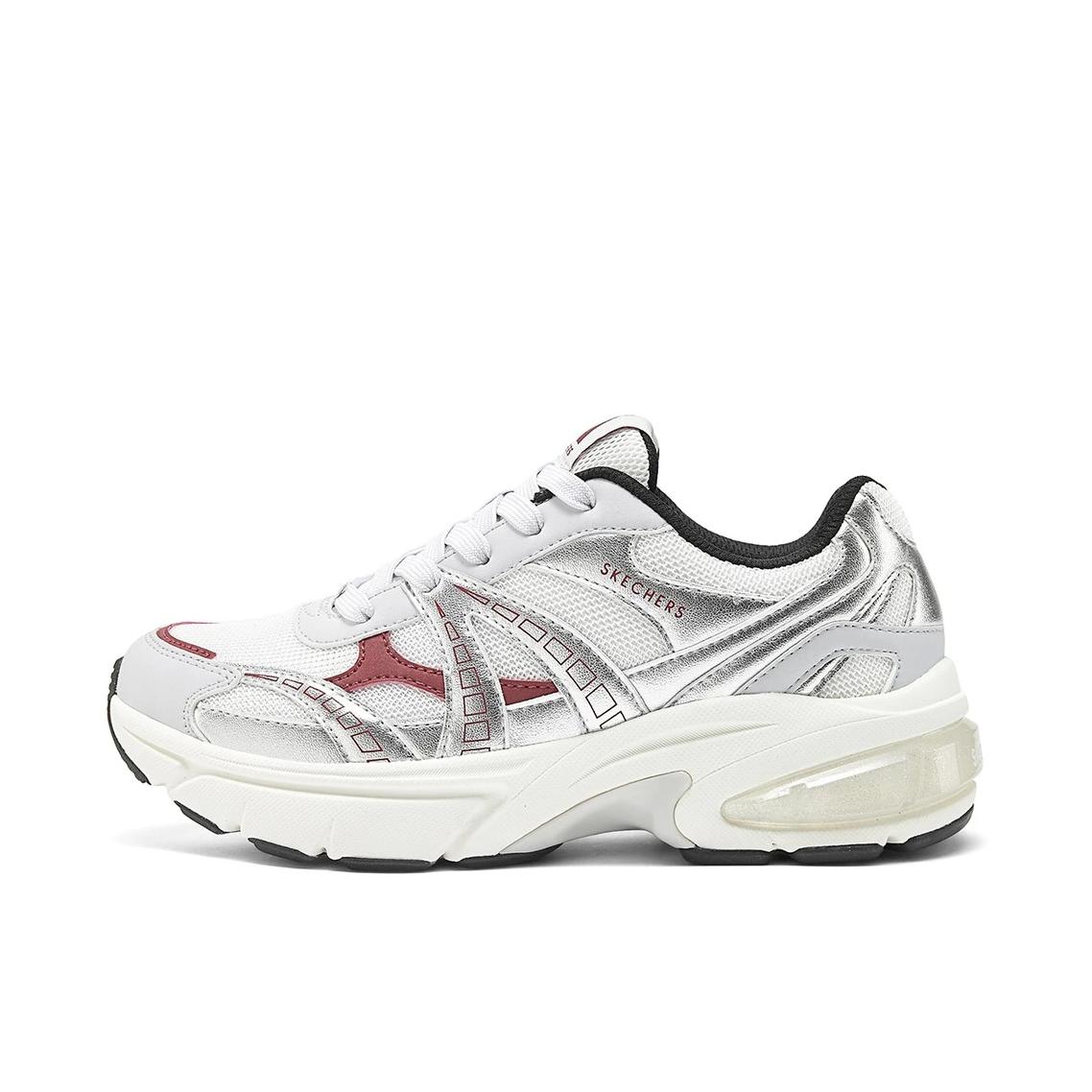 推荐商品：Skechers/斯凯奇 月影鞋 老爹鞋 厚底增高防滑耐磨轻质软底软弹缓震百搭复古春夏 女款/灰色/ 银色/酒红色