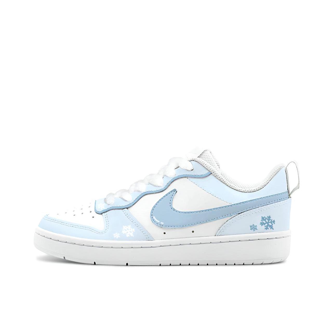推荐商品：【定制球鞋】 Nike Court Borough 2 板鞋 包裹性增高减龄解构风合成革美式防滑复古轻便 冰雾奶蓝