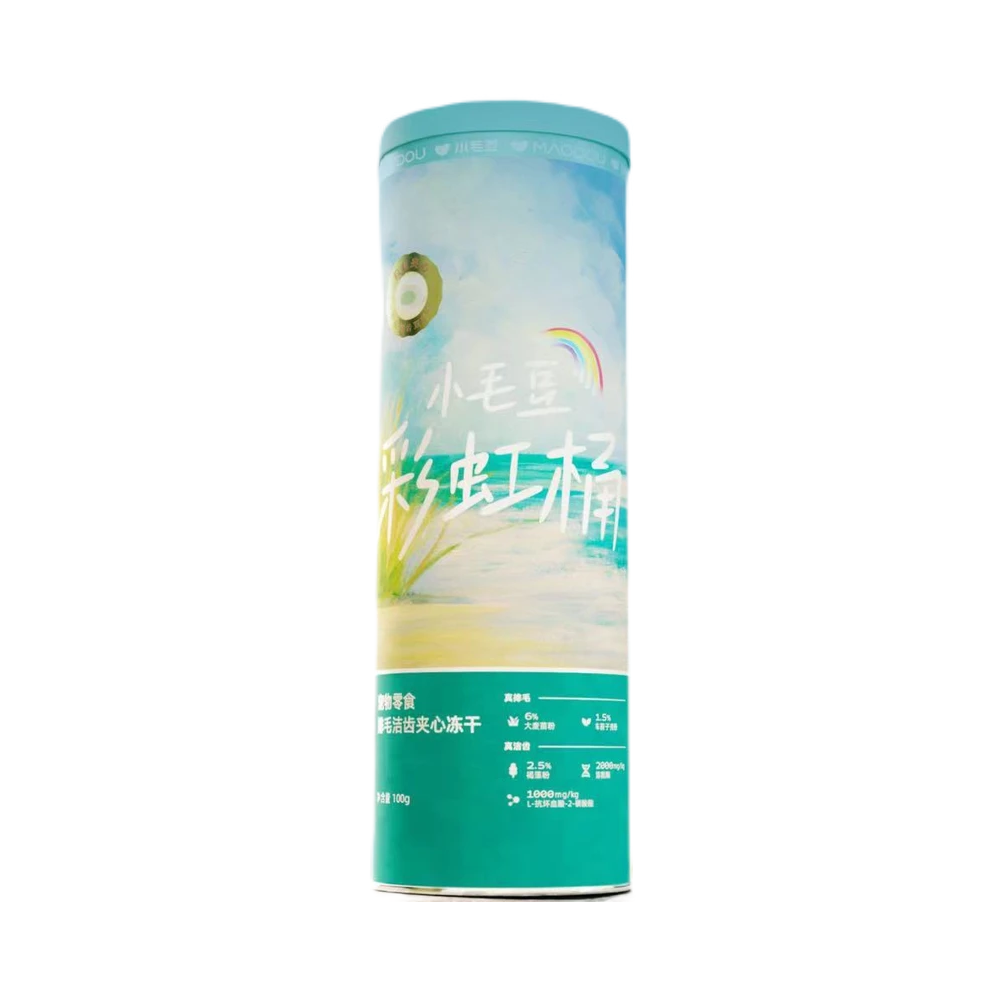 推荐商品：maodou/小毛豆 彩虹桶 猫冻干零食 排毛