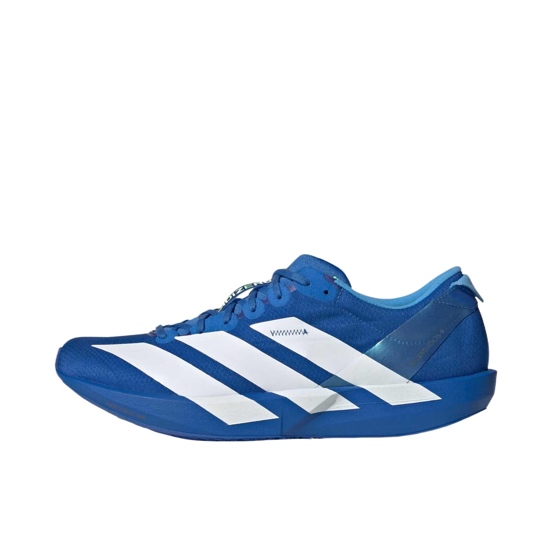 推荐商品：adidas Adizero adios 9 跑鞋 尼龙缓震稳定薄底贴合支撑 云白色/青柠爆裂