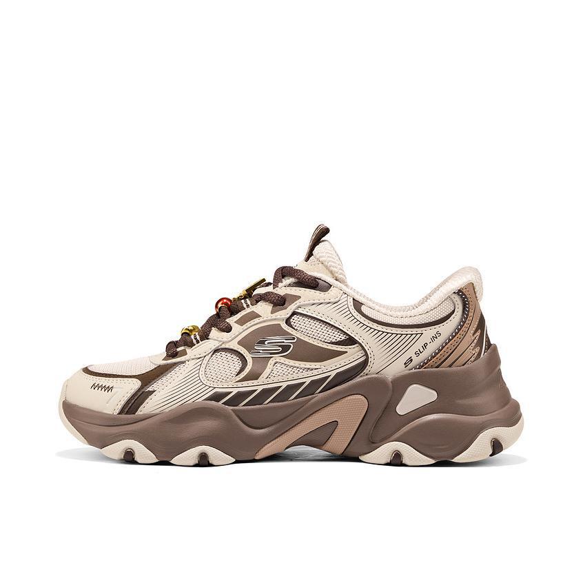 推荐商品：Skechers/斯凯奇 D'LITES 5.0 老爹鞋 一脚蹬 潮流时尚百搭易穿脱增高支撑闪穿轻便 800033 女款/灰色/褐色