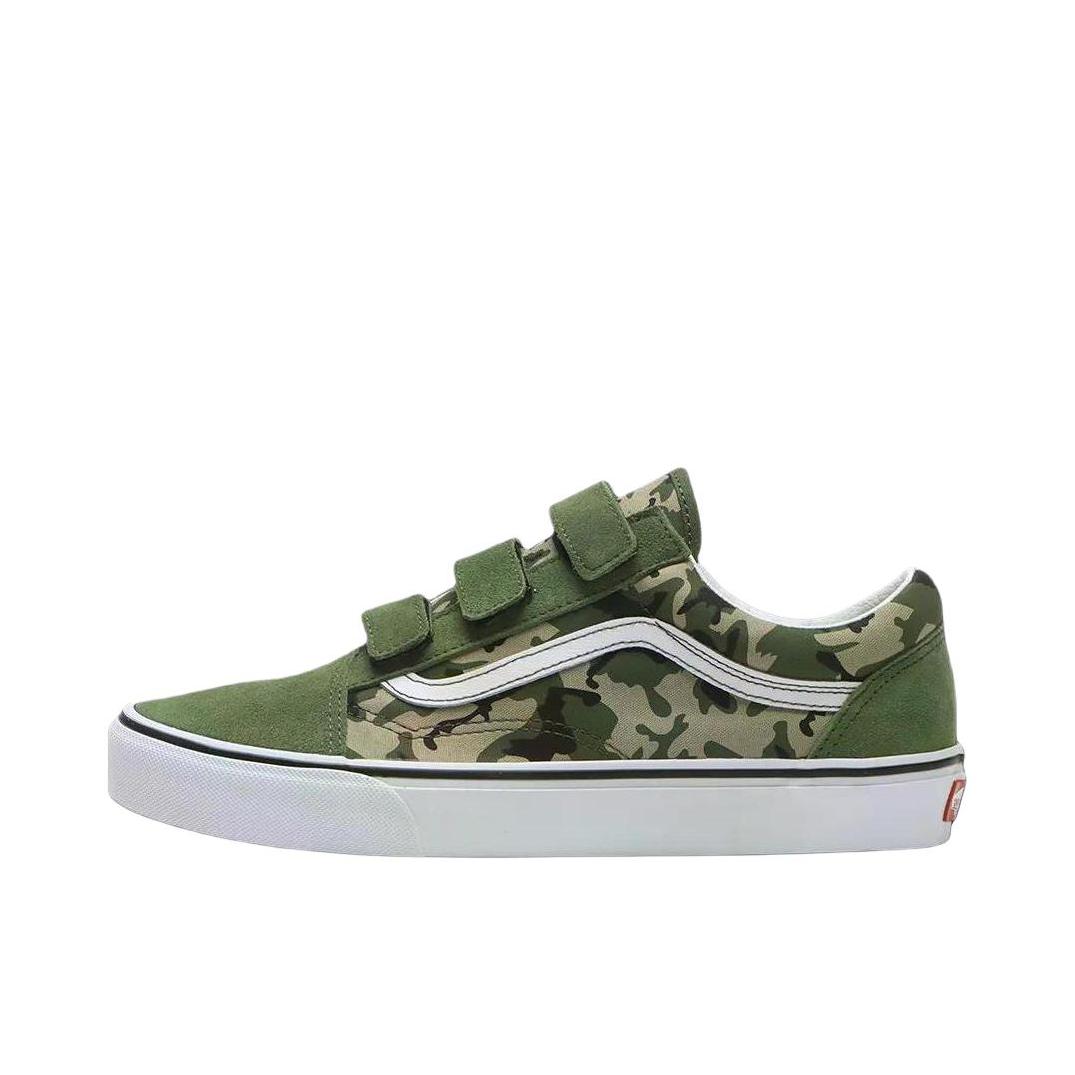 推荐商品：Vans/范斯 Old Skool V 板鞋 魔术贴平跟圆头 迷彩绿