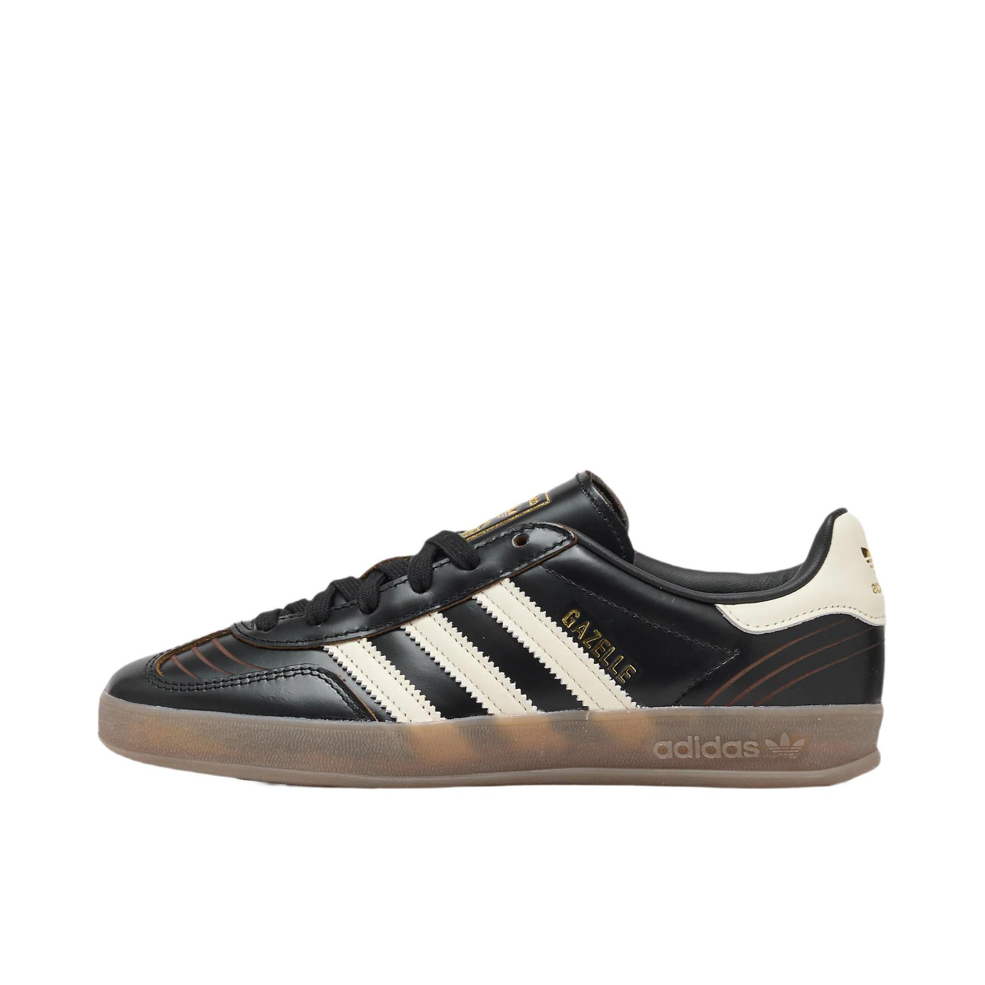 推荐商品：adidas Originals Gazelle Indoor T头鞋 德训鞋 板鞋 舒适缓震防滑耐磨绒面革复古 黑色/金标