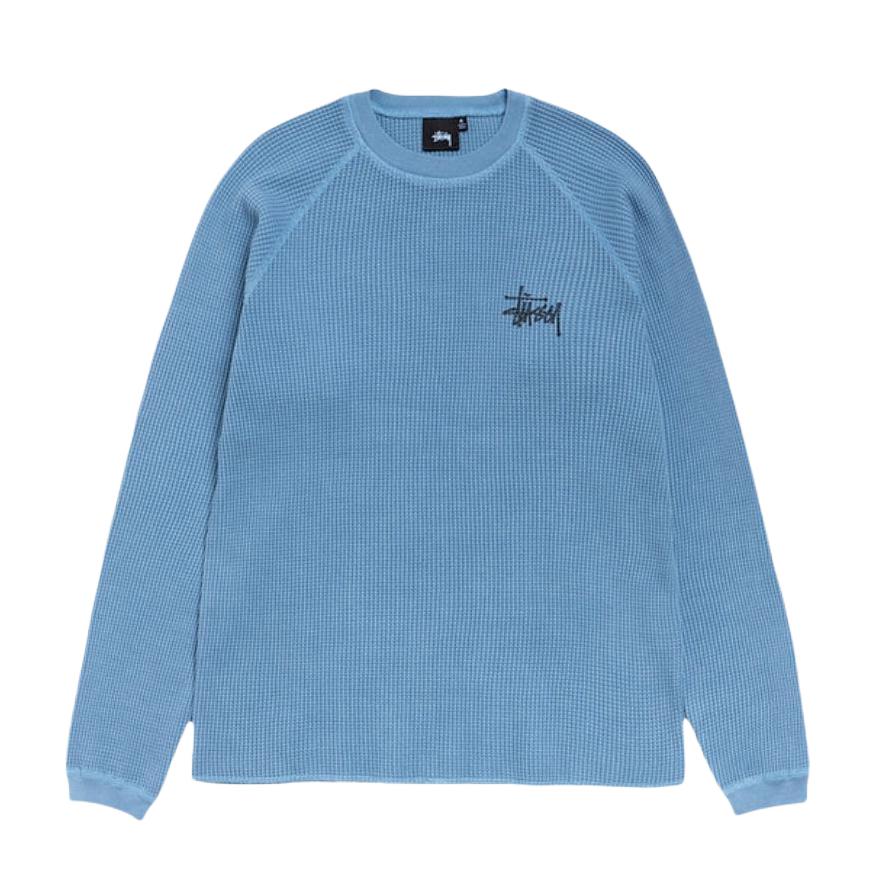 Stussy/斯图西 2026SS 经典插肩华夫格印花长袖T恤 SUSLT1140356Q 蓝
